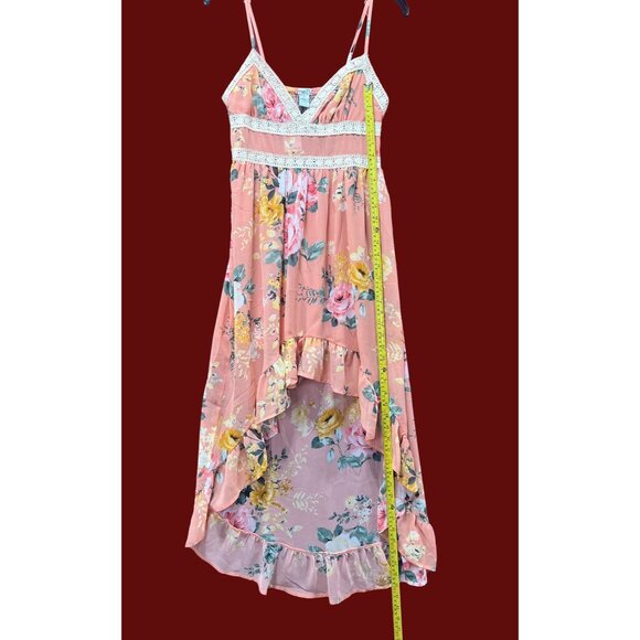 Rue 21 -Women's Summer Sleeveless High Low Hem Ruffle Floral Dress- Pink -Medium - Picture 7 of 16